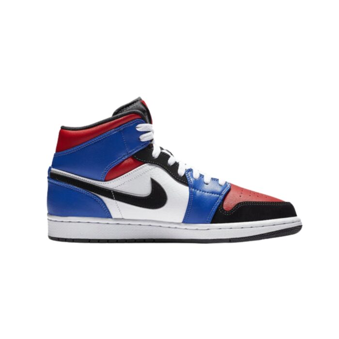 NIKE AIR JORDAN 1 MID TOP 3 WHITE BLACK HYPER ROYAL UNIVERSITY RED 554724 124 - Image 2