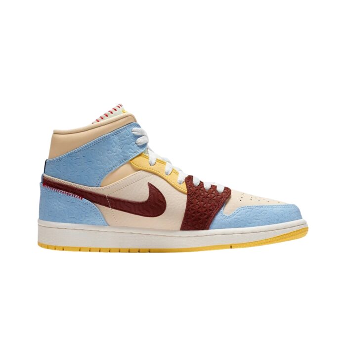 NIKE AIR JORDAN 1 MID SE FEARLESS MAISON CHATEAU ROUGE PALE VANILLA CINNAMON CU2803 200 - Image 2