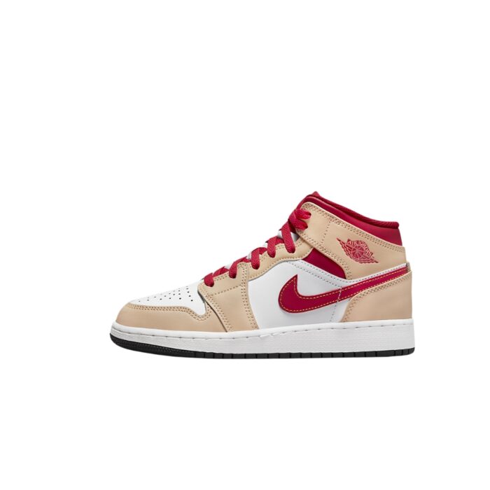 NIKE AIR JORDAN 1 MID BEIGE WHITE RED 554724 201 - Image 3