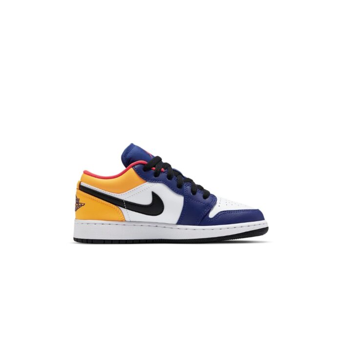 NIKE AIR JORDAN 1 LOW GS ROYAL YELLOW PREMIUM WHITE BLUE 553560 123 - Image 2