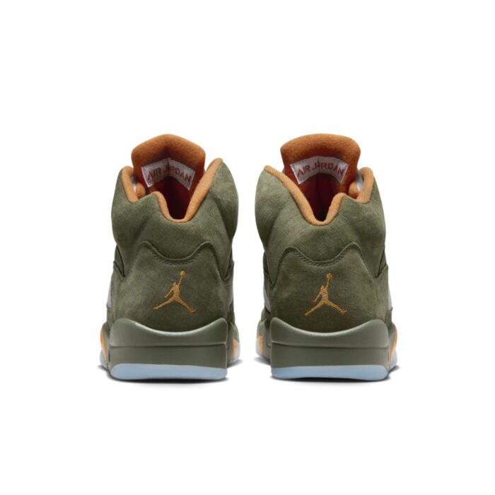 NIKE AIR JORDAN 5 OLIVE ARMY OLIVE SOLAR ORANGE DD0587 308 - Image 5