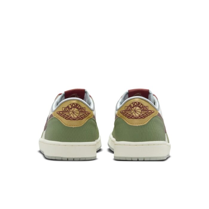 NIKE AIR JORDAN 1 LOW OG CHINESE NEW YEAR SAIL CEDAR OIL GREEN LIGHT PUMICE DARK TEAM RED FN3727 100 - Image 5