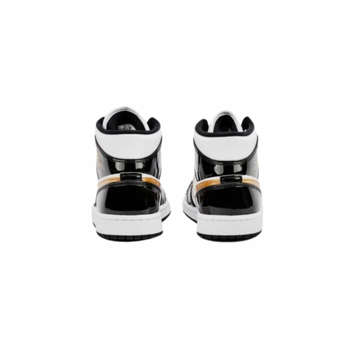 NIKE AIR JORDAN 1 MID SE PATENT BLACK GOLD 852542 007 - Image 5