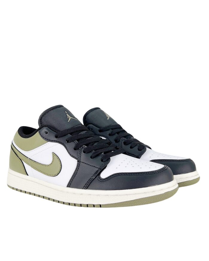 NIKE AIR JORDAN 1 LOW BLACK WHITE OLIVE 553558 092