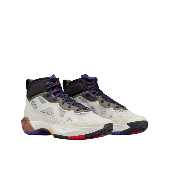 NIKE AIR JORDAN 37 PF BEYOND BORDERS LIGHT BONE FIRE RED BLACK DARK CONCORD DD6959 060