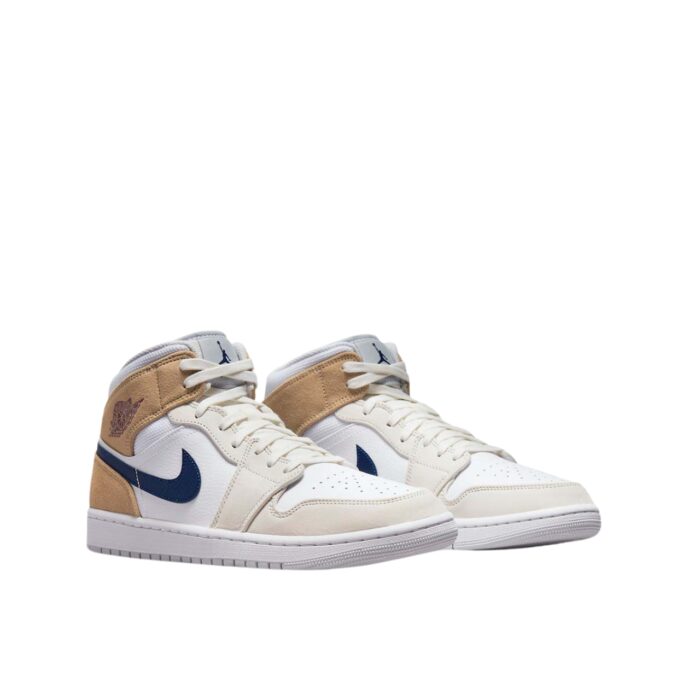 NIKE AIR JORDAN 1 MID TAN SUEDE WHITE TAN NAVY DO6726 100