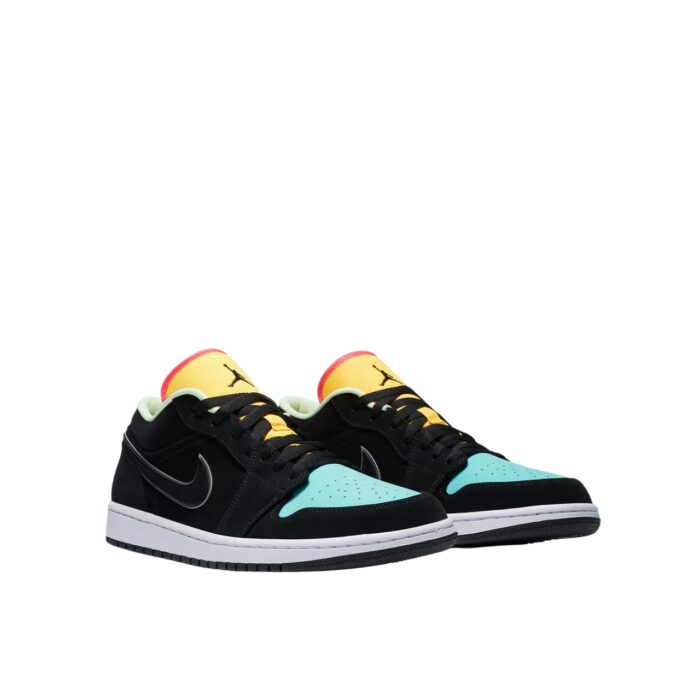 NIKE AIR JORDAN 1 LOW BLACK AURORA GREEN LASER ORANGE CK3022 013