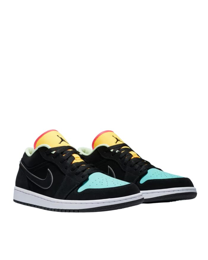NIKE AIR JORDAN 1 LOW BLACK AURORA GREEN LASER ORANGE CK3022 013