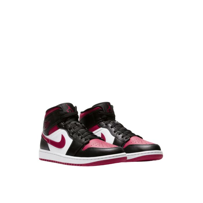 NIKE AIR JORDAN 1 MID BRED TOE BLACK WHITE NOBLE RED 554724 066