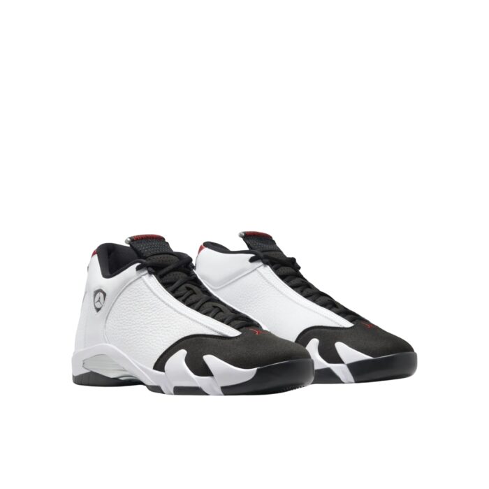 NIKE AIR JORDAN 14 OG BLACK TOE WHITE BLACK VARSITY RED METALLIC SILVER 487471 160