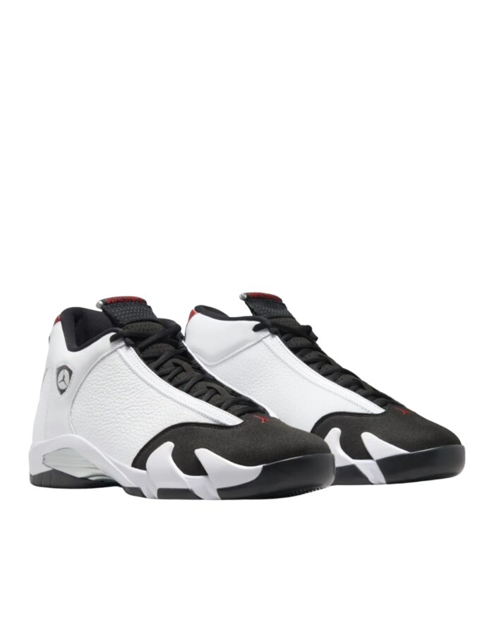 NIKE AIR JORDAN 14 OG BLACK TOE WHITE BLACK VARSITY RED METALLIC SILVER 487471 160