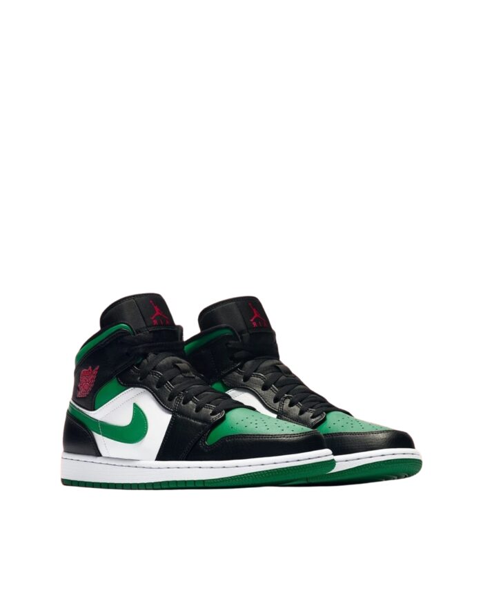 NIKE AIR JORDAN 1 MID BLACK PINE GREEN WHITE GYM RED 554724 067