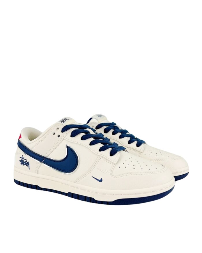 NIKE SB DUNK LOW X STUSSY BEIGE NAVY BLUE RED DQ1098 379