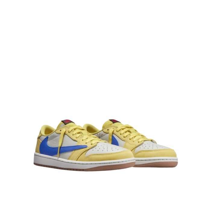 NIKE AIR JORDAN LOW OG X TRAVIS SCOTT CANARY RACER BLUE LIGHT SILVER GUM MEDIUM BROWN DZ4137 700