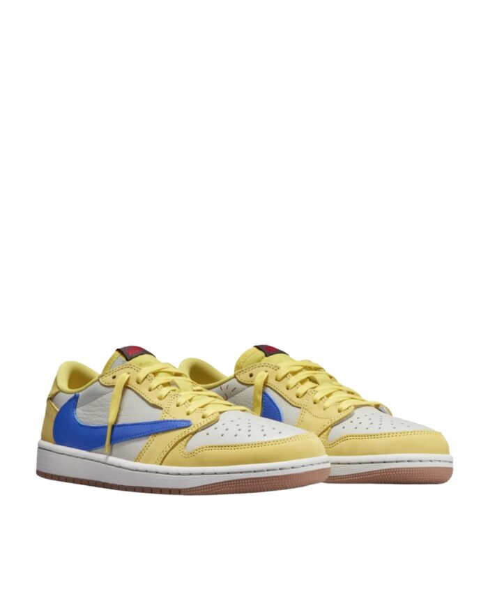 NIKE AIR JORDAN LOW OG X TRAVIS SCOTT CANARY RACER BLUE LIGHT SILVER GUM MEDIUM BROWN DZ4137 700