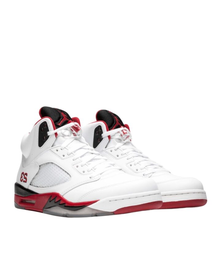 NIKE AIR JORDAN 5 RETRO WHITE FIRE RED BLACK 136027 120