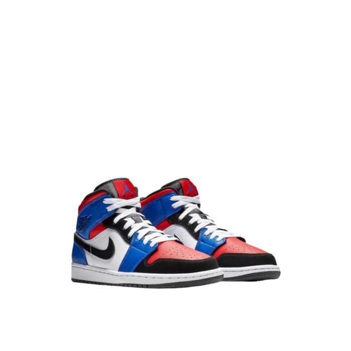 NIKE AIR JORDAN 1 MID TOP 3 WHITE BLACK HYPER ROYAL UNIVERSITY RED 554724 124