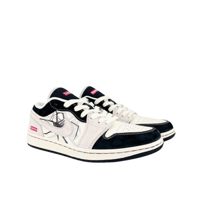 NIKE AIR JORDAN 1 LOW X SUPREME SPIDER BLACK WHITE