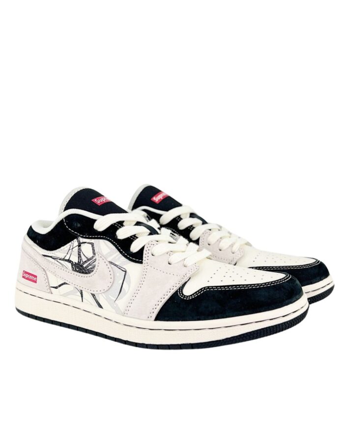 NIKE AIR JORDAN 1 LOW X SUPREME SPIDER BLACK WHITE