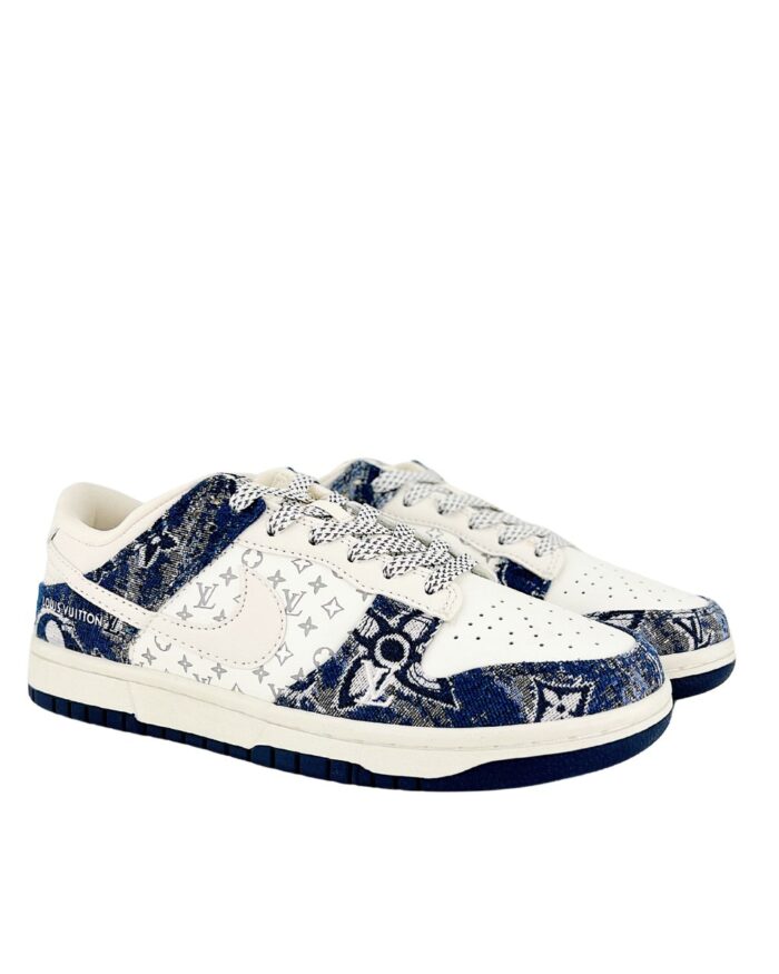 NIKE SB DUNK LOW X LOUIS VUITTON MONOGRAM DENIM WHITE NAVY