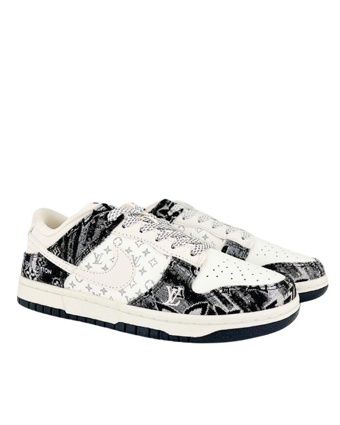 NIKE SB DUNK LOW X LOUIS VUITTON MONOGRAM DENIM WHITE BLACK
