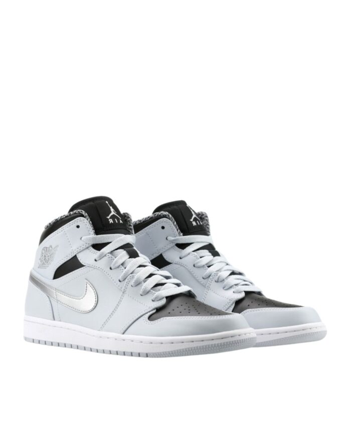 NIKE AIR JORDAN 1 MID PURE PLATINUM METALLIC SILVER 554724 032