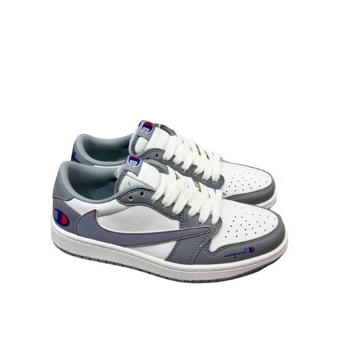 NIKE AIR JORDAN 1 LOW X TRAVIS SCOTT X CHAMPION WHITE GREY