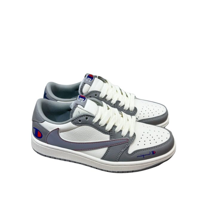 NIKE AIR JORDAN 1 LOW X TRAVIS SCOTT X CHAMPION WHITE GREY