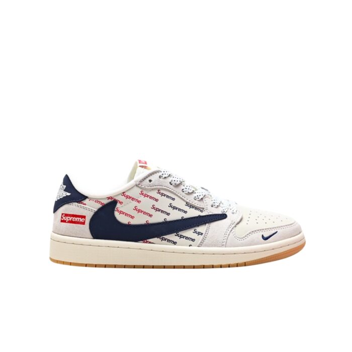 NIKE AIR JORDAN 1 LOW X SUPREME WHITE GREY BLUE