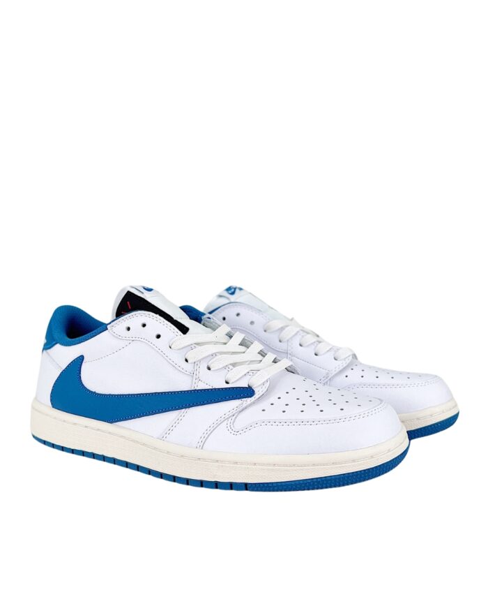 NIKE AIR JORDAN 1 LOW TRAVIS SCOTT FRAGMENT REVERSE SAIL BLACK MILITARY BLUE