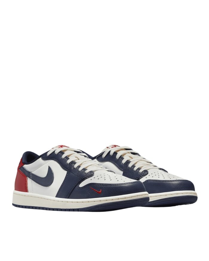 NIKE AIR JORDAN 1 LOW OG HOWARD UNIVERSITY WHITE GYM RED MIDNIGHT NAVY NEUTRAL GREY SAIL MUSLIN HQ2993 100