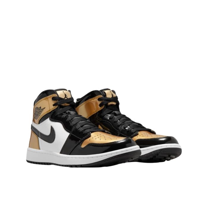 NIKE AIR JORDAN 1 HIGH G BLACK WHITE METALLIC GOLD DQ0660 002