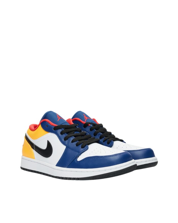 NIKE AIR JORDAN 1 LOW GS ROYAL YELLOW PREMIUM WHITE BLUE 553560 123