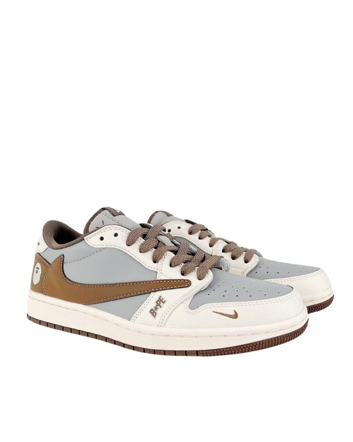 NIKE AIR JORDAN 1 LOW X TRAVIS SCOTT X FRAGMENT DESIGN OG SP BAPE WHITE GREY BROWN