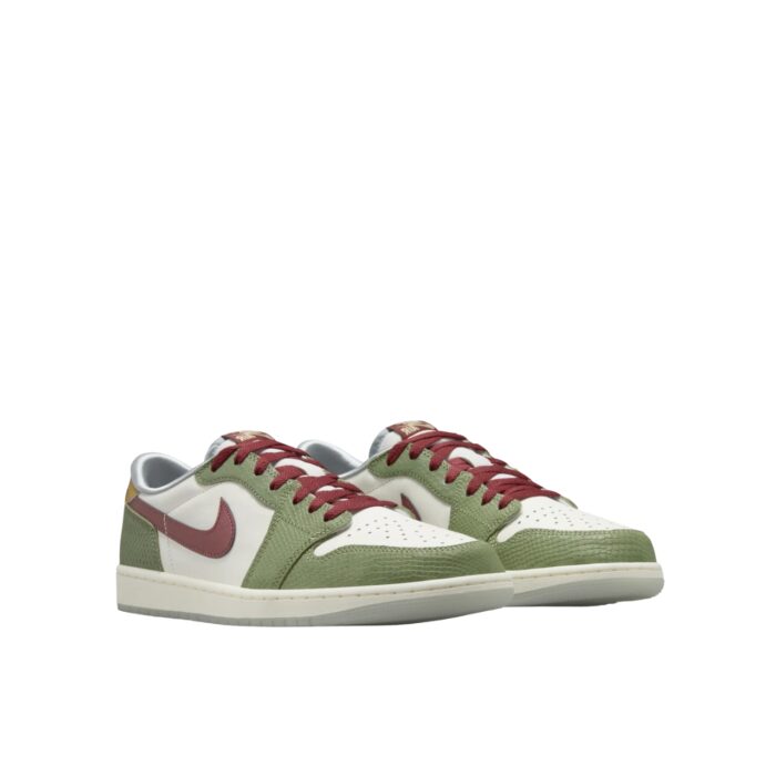 NIKE AIR JORDAN 1 LOW OG CHINESE NEW YEAR SAIL CEDAR OIL GREEN LIGHT PUMICE DARK TEAM RED FN3727 100