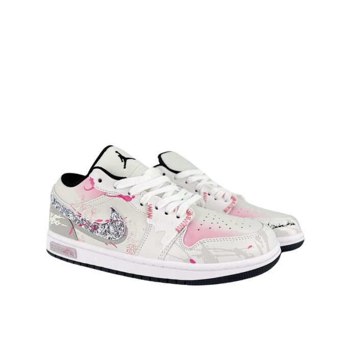 NIKE AIR JORDAN 1 LOW SPECIAL CUSTOM BY PANDA PRANK WHITE PINK