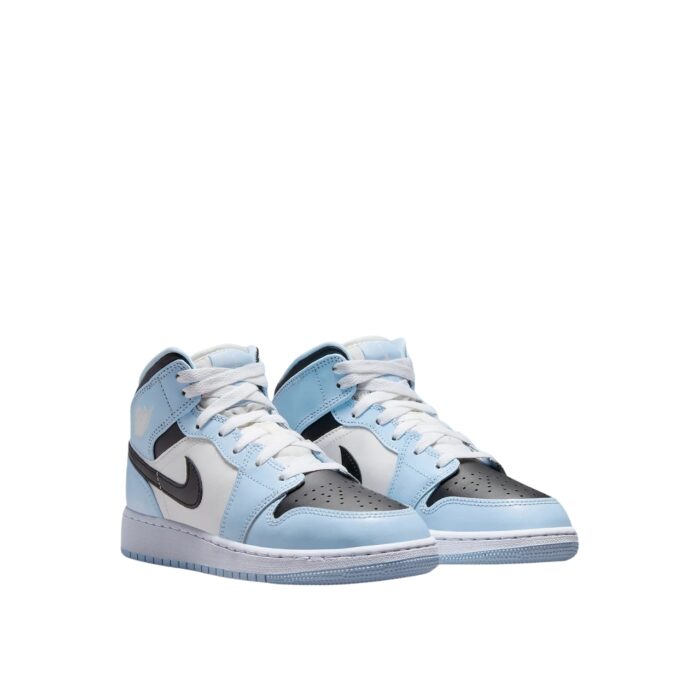 NIKE AIR JORDAN 1 MID GS ICE BLUE BLACK SAIL WHITE 555112 401