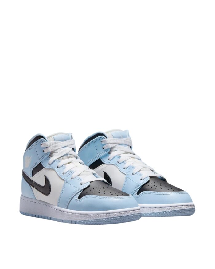 NIKE AIR JORDAN 1 MID GS ICE BLUE BLACK SAIL WHITE 555112 401