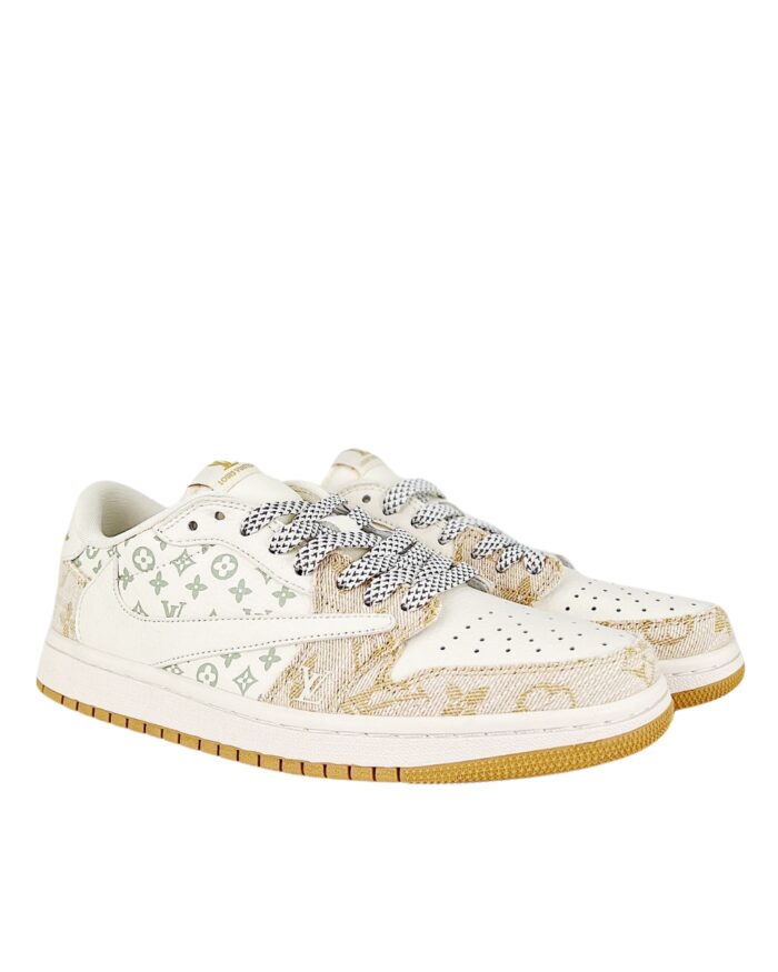 NIKE AIR JORDAN 1 LOW X TRAVIS SCOTT X FRAGMENT DESIGN OG SP LV OFF WHITE KAKHI SAIL WHITE AND BEIGE