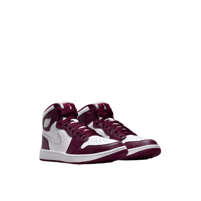 NIKE AIR JORDAN 1 RETRO HIGH GOLF BORDEAUX WHITE METALLIC SILVER DQ0660 103