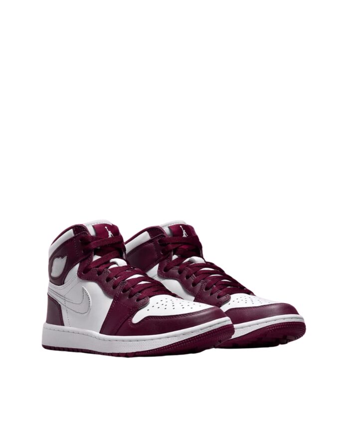 NIKE AIR JORDAN 1 RETRO HIGH GOLF BORDEAUX WHITE METALLIC SILVER DQ0660 103