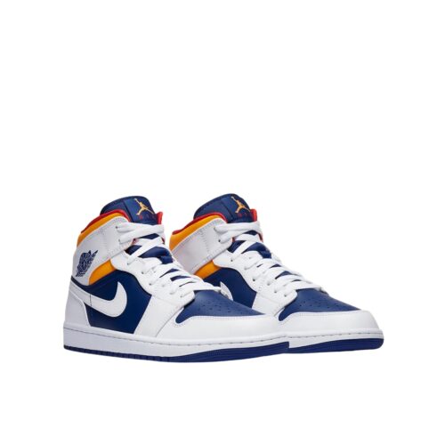 NIKE AIR JORDAN 1 MID WHITE DEEP ROYAL BLUE 554724 131