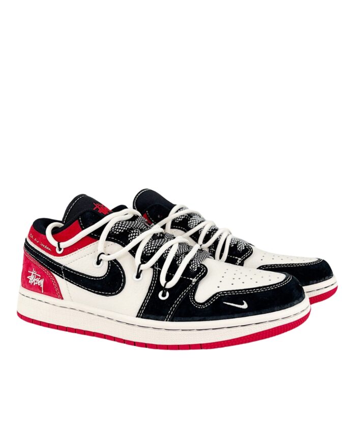 NIKE AIR JORDAN 1 LOW X STUSSY BLACK RED WHITE SJ9950 048
