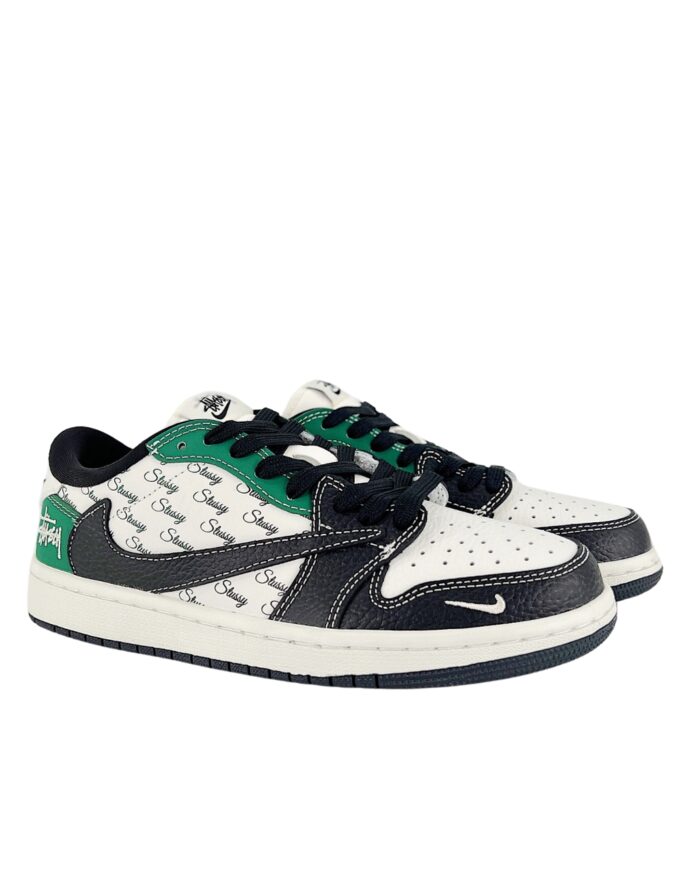 NIKE AIR JORDAN 1 LOW X TRAVIS SCOTT X STUSSY BLACK GREEN AG3702 805