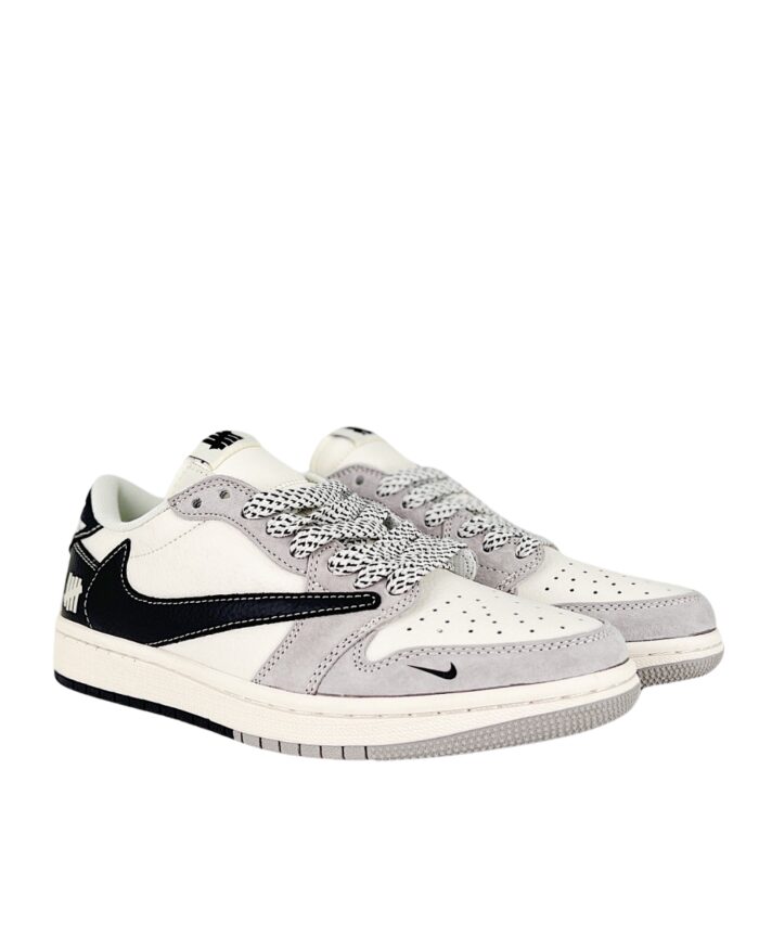 NIKE AIR JORDAN 1 LOW X TRAVIS SCOTT X UNDEFEATED WHITE GRAY BLACK