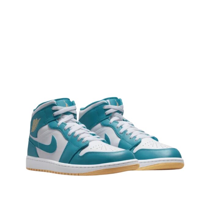 NIKE AIR JORDAN 1 MID AQUATONE CELESTIAL GOLD WHITE DQ8426 400