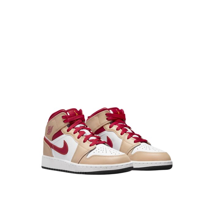 NIKE AIR JORDAN 1 MID BEIGE WHITE RED 554724 201