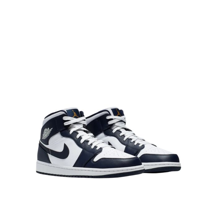 NIKE AIR JORDAN 1 MID WHITE METALLIC GOLD OBSIDIAN 554724 174