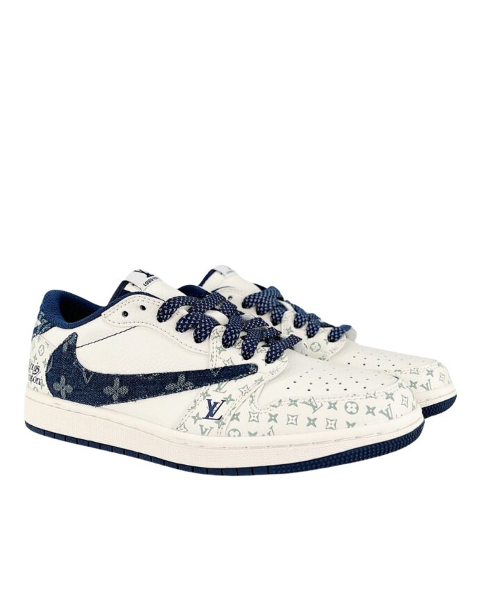 NIKE AIR JORDAN 1 LOW X TRAVIS SCOTT X LOUIS VUITTON WHITE NAVY BLUE SJ2068 004