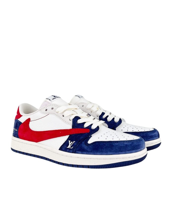NIKE AIR JORDAN 1 LOW X TRAVIS SCOTT X LOUIS VUITTON WHITE RED BLUE SJ2068 104